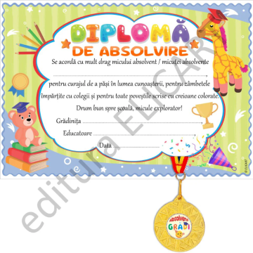 Mini pachet gradinita Diploma + medalie Absolvent GRADI (Elicart)