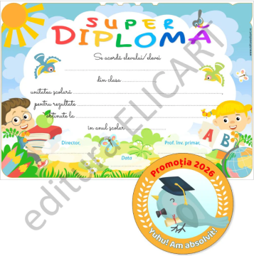 Mini pachet Super Diploma + insigna absolvire 2026 (Elicart)