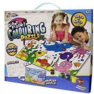 Grafix Puzzle de podea - Asambleaza si picteaza - Animalute marine (15 piese)