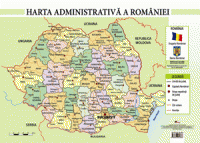 Harta administrativa a Romaniei-Plansa format A4 (Aramis)