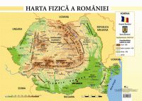 Harta fizică a României - Planșă format A4 (Aramis)