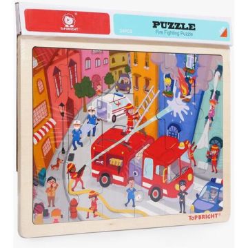Puzzle din lemn - Pompieri in actiune