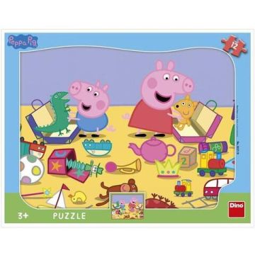 Puzzle cu rama - La joaca cu Peppa Pig (12 piese)