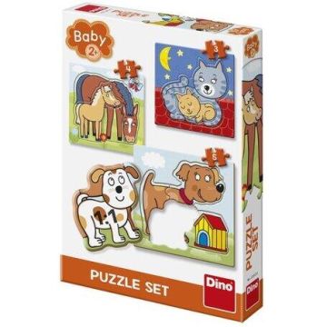 Baby puzzle - Animalute jucause (3-5 piese)