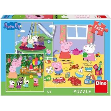 Puzzle 3 in 1 - Purcelusa Peppa in vacanta (55 piese)