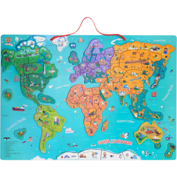 Harta lumii mare - puzzle magnetic (lb.romana)