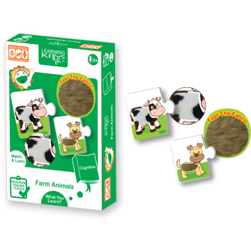 LEARNING KITDS Puzzle senzorial - Animalute de la ferma