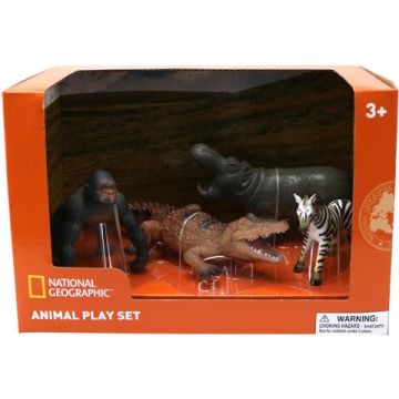 National Geographic Set 4 figurine - Gorila, Crocodil, Pui Zebra si Hipopotam