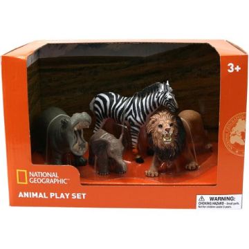 National Geographic Set 4 figurine - Hipopotam, Elefantel, Zebra si Leu
