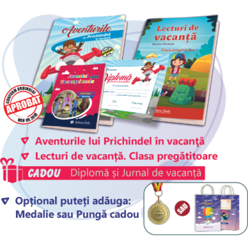 PACHET 4 PREMIERE CLASA PREGATITOARE - CAIET DE VACANTA + LECTURI DE VACANTA + MEDALIE SAU PUNGA (DIPLOMA + JURNALUL VACANTEI MELE CADOU)